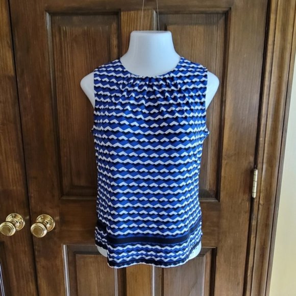 Calvin Klein Sleeveless Top Black Navy White Gray P2P 18 L 17 - Picture 1 of 6